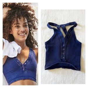 Free People Navy Happiness Runs Henley Tank